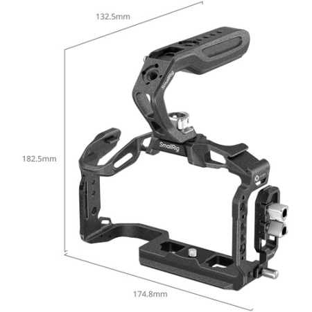SmallRig 6652 Black Mamba - zestaw, klatka, uchwyt górny, zacisk kabli do Canon EOS R6 Mark II - wymiary
